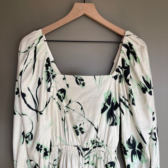 NWT Tanya Taylor‎ Stevie Romper Size Small Floral Linen Square Neck Puff Sleeve - Picture 7 of 16